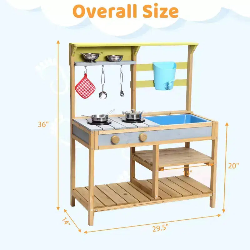 Cucina di Fango per Bambini, Cucina Giocattolo in Legno da Esterno per Bambini, Regalo per Bambine e Bambini dai 3 Anni in su