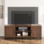 Mobile TV moderno per TV fino a 75'', mobile porta TV da 63 pollici in legno con ripiani regolabili e gambe in metallo, tavolo console TV multimediale per soggiorno