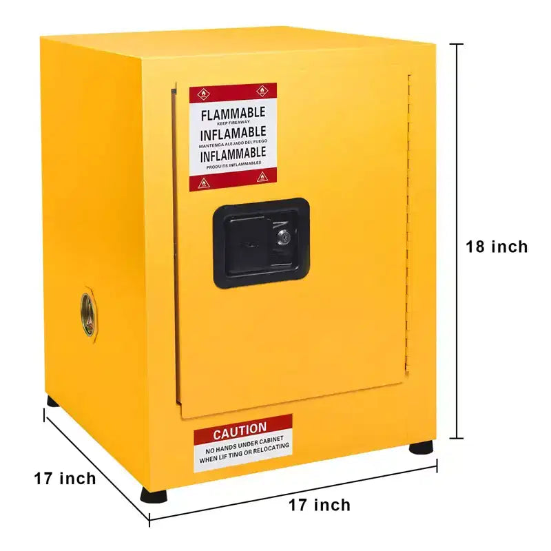 Armadietto di sicurezza infiammabili 17 x 17 x 18 pollici, 11 galloni, armadi di stoccaggio per materiali pericolosi in acciaio zincato