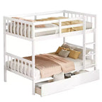 Okak 77.3IN Twin-Over-Twin Bunk Bed with 2 Storage Drawers, Mutifunction Bed Frames can Convertible into 2 Twin Beds for Bedroom, Kids Room, White