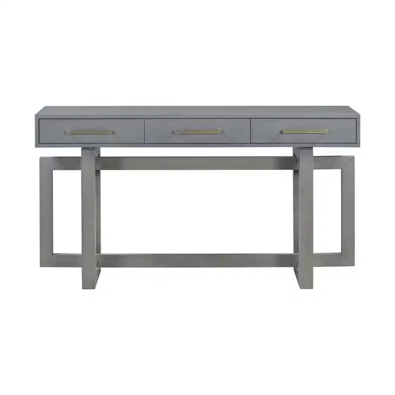 Okak 57IN Elegant Console Table with Unique Legs Design, Entryway Table with 3 Drawers and Metal Handles, Hallway Table for Living Room, Foyer