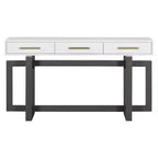 Okak 57IN Elegant Console Table with Unique Legs Design, Entryway Table with 3 Drawers and Metal Handles, Hallway Table for Living Room, Foyer