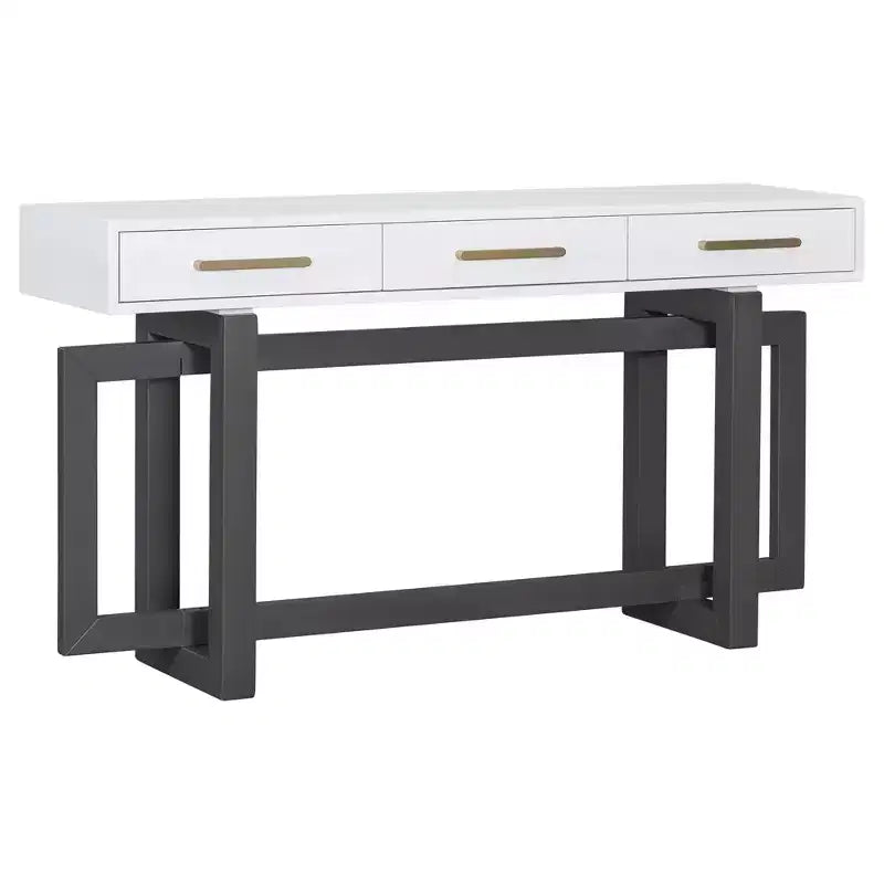 Okak 57IN Elegant Console Table with Unique Legs Design, Entryway Table with 3 Drawers and Metal Handles, Hallway Table for Living Room, Foyer