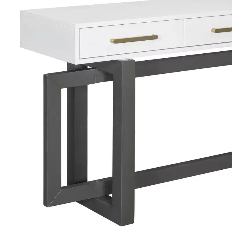 Okak 57IN Elegant Console Table with Unique Legs Design, Entryway Table with 3 Drawers and Metal Handles, Hallway Table for Living Room, Foyer