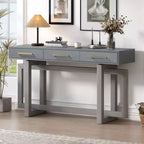 Okak 57IN Elegant Console Table with Unique Legs Design, Entryway Table with 3 Drawers and Metal Handles, Hallway Table for Living Room, Foyer