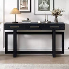 Okak 57IN Elegant Console Table with Unique Legs Design, Entryway Table with 3 Drawers and Metal Handles, Hallway Table for Living Room, Foyer