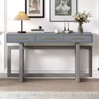 Okak 57IN Elegant Console Table with Unique Legs Design, Entryway Table with 3 Drawers and Metal Handles, Hallway Table for Living Room, Foyer