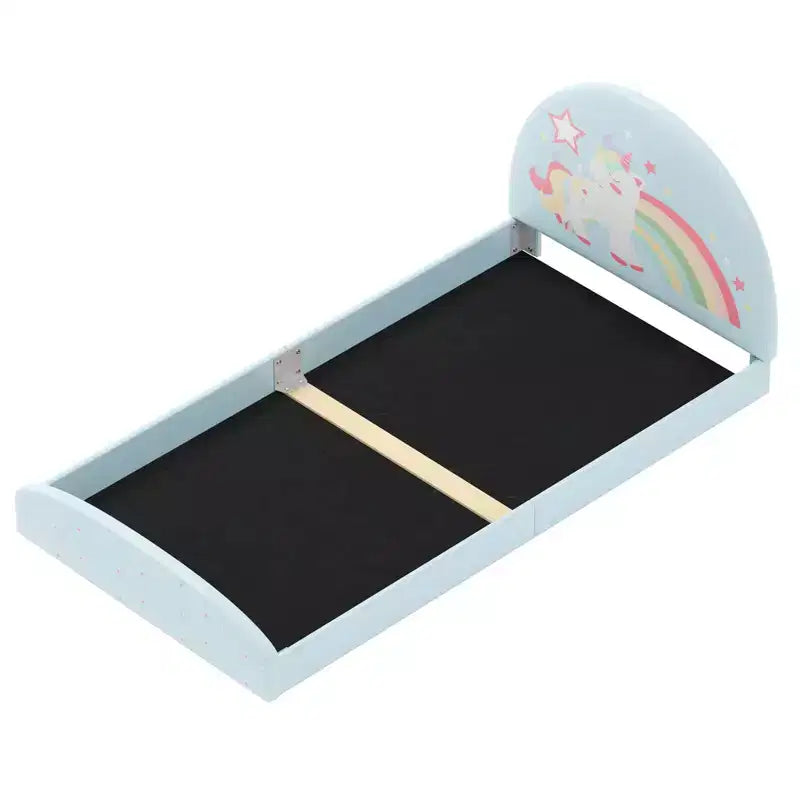 Costway Letto Basso Singolo con Tappetino in Tessuto Oxford 210D, Slat di Supporto Centrale, Viola/Blu