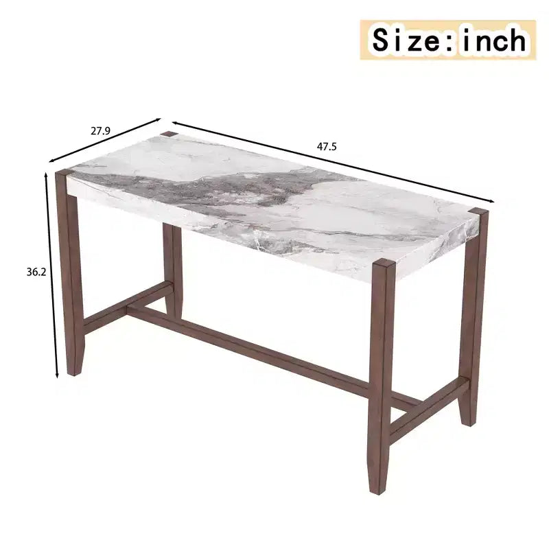 Tavolo da pranzo moderno Okak da 47,5 pollici con finitura in finto marmo, tavolo da cucina con gambe rinforzate, tavolo da pranzo per cucina, soggiorno