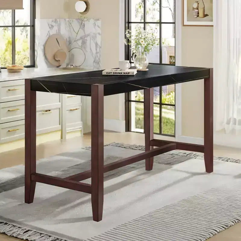 Tavolo da pranzo moderno Okak da 47,5 pollici con finitura in finto marmo, tavolo da cucina con gambe rinforzate, tavolo da pranzo per cucina, soggiorno