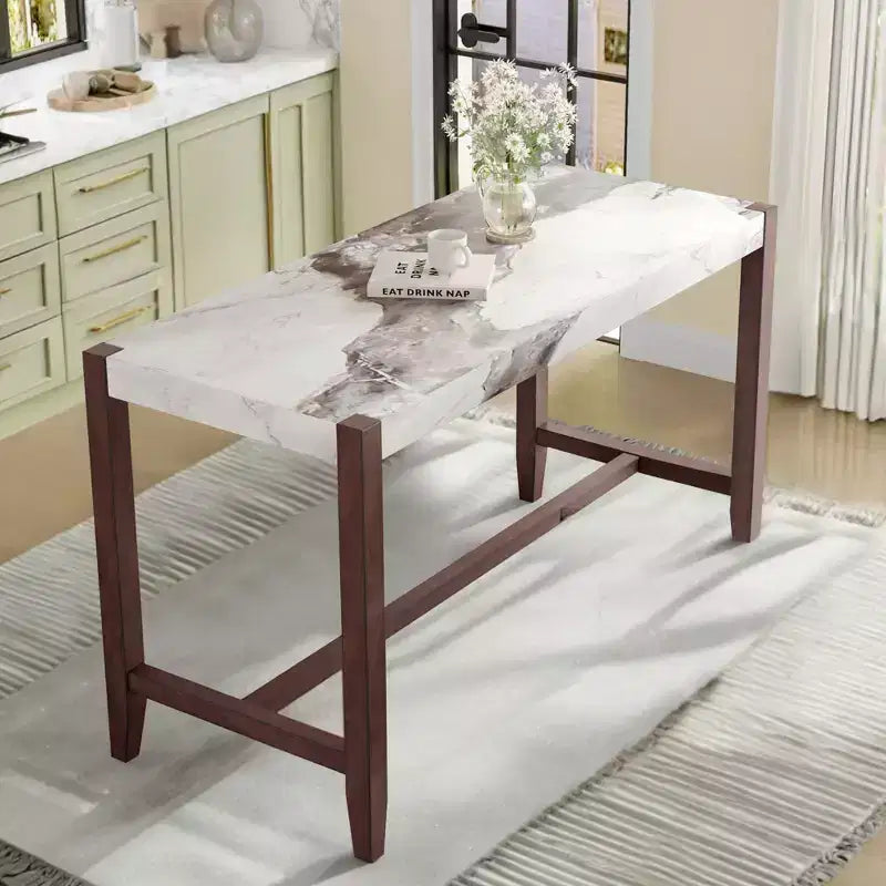 Okak 47.5IN Modern Faux Marble Finish Dining Table, Kitchen Table with Reinforced Table Legs, Dinner Table for Kitchen, Living Room
