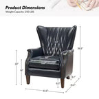 Poltrona Wallace in Vera Pelle con Borchie e Gambe in Legno MasselloHULALA HOME-BLU MARINO