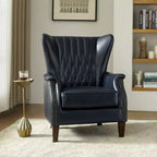 Poltrona Wallace in Vera Pelle con Borchie e Gambe in Legno MasselloHULALA HOME-BLU MARINO