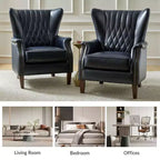 Poltrona Wallace in Vera Pelle con Borchie e Gambe in Legno MasselloHULALA HOME-BLU MARINO