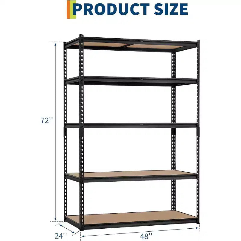 5 Tiers Garage Storage Shelves , 48  L x 24 in W x 72 in Heavy Duty Storage Shelving Racks with Adjustable Shelf for Pantry Warehouse