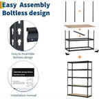 5 Tiers Garage Storage Shelves , 48  L x 24 in W x 72 in Heavy Duty Storage Shelving Racks with Adjustable Shelf for Pantry Warehouse