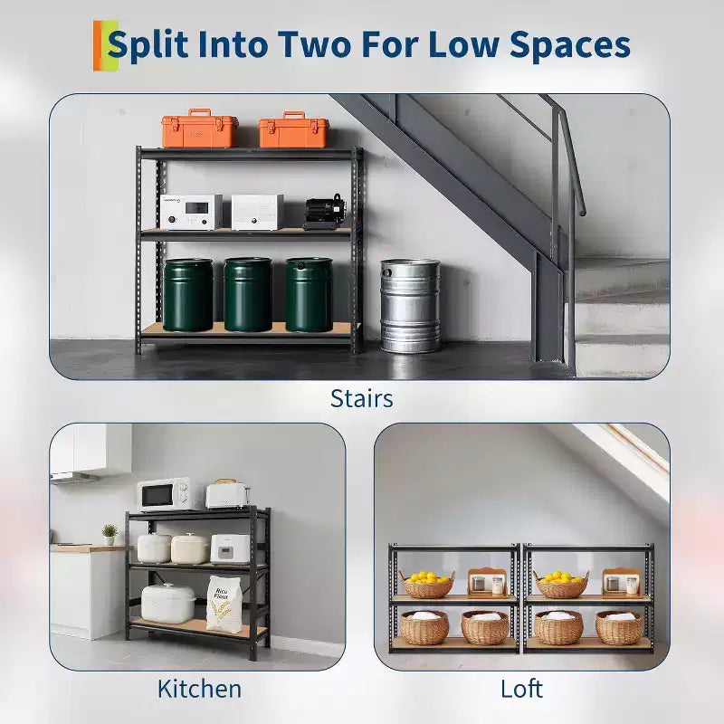 5 Tiers Garage Storage Shelves , 48  L x 24 in W x 72 in Heavy Duty Storage Shelving Racks with Adjustable Shelf for Pantry Warehouse