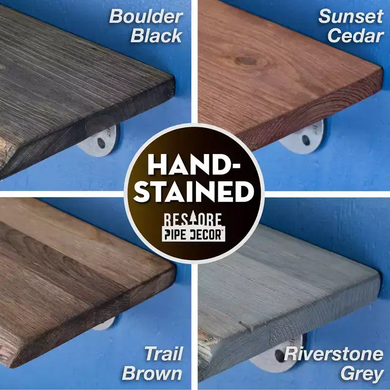 Pipe Decor 24 Sunset Cedar Live Edge Wood Shelf with L-Shaped Pipe Brackets (2-Pack)