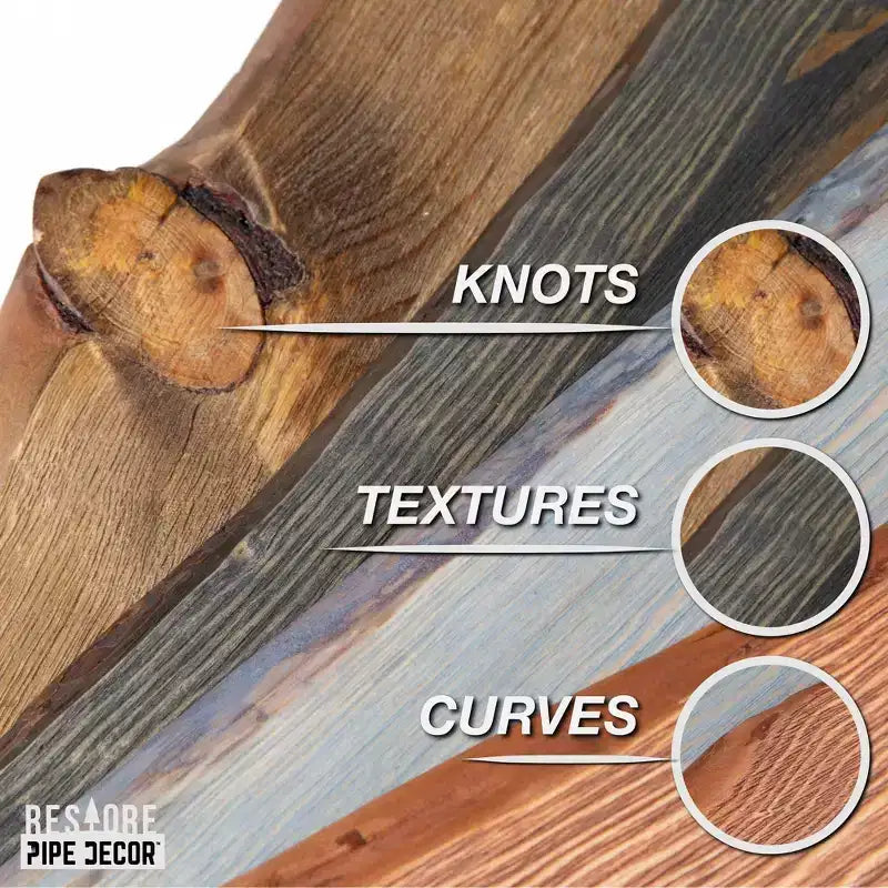 Pipe Decor 24 Sunset Cedar Live Edge Wood Shelf with L-Shaped Pipe Brackets (2-Pack)