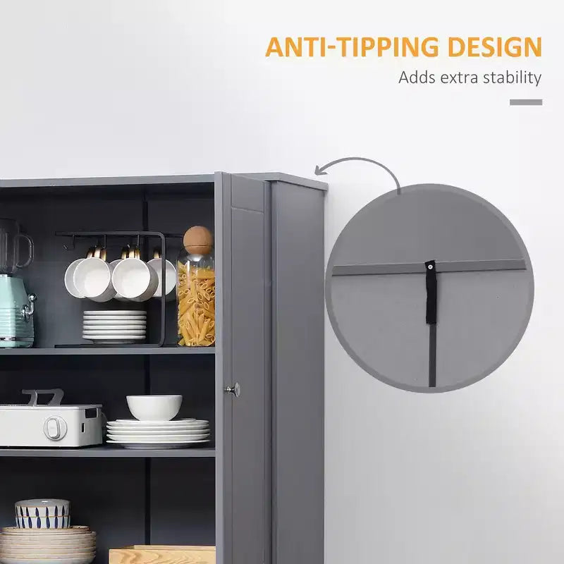 Dispensa da cucina autoportante da 72 pollici, armadio alto con 4 ante, cassetto e ripiani regolabili per sala da pranzo
