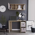 Set Scrivania e Mobile Pensile da Ufficio Moderno Esme di GDFStudio con 2 Cassetti, 1 Anta e 1 Ripiano Aperto