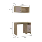 Set Scrivania e Mobile Pensile da Ufficio Moderno Esme di GDFStudio con 2 Cassetti, 1 Anta e 1 Ripiano Aperto
