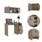 Set Scrivania e Mobile Pensile da Ufficio Moderno Esme di GDFStudio con 2 Cassetti, 1 Anta e 1 Ripiano Aperto