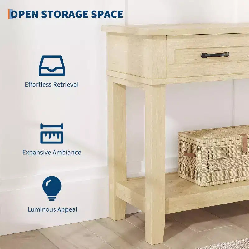Farmhouse Console Table with 3 Drawers, 54 Wood Entryway Sofa Table with Storage Shelves for Living Room, Hallway, or Foyer