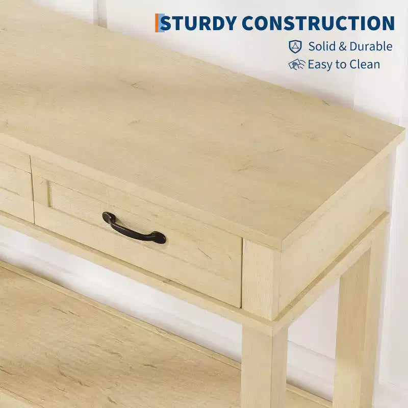 Farmhouse Console Table with 3 Drawers, 54 Wood Entryway Sofa Table with Storage Shelves for Living Room, Hallway, or Foyer