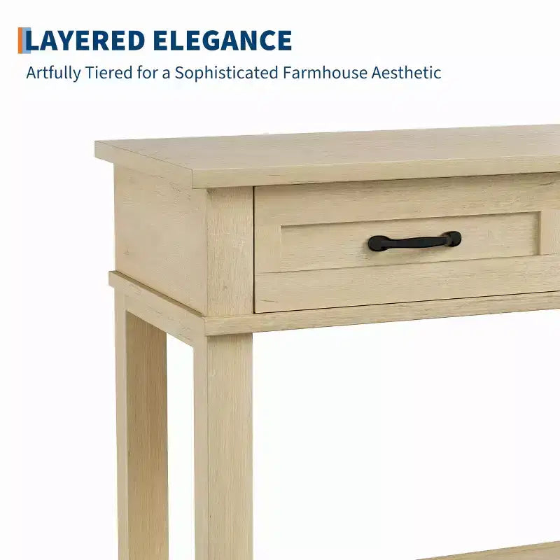 Farmhouse Console Table with 3 Drawers, 54 Wood Entryway Sofa Table with Storage Shelves for Living Room, Hallway, or Foyer