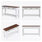 Farmhouse Console Table with 3 Drawers, 54 Wood Entryway Sofa Table with Storage Shelves for Living Room, Hallway, or Foyer