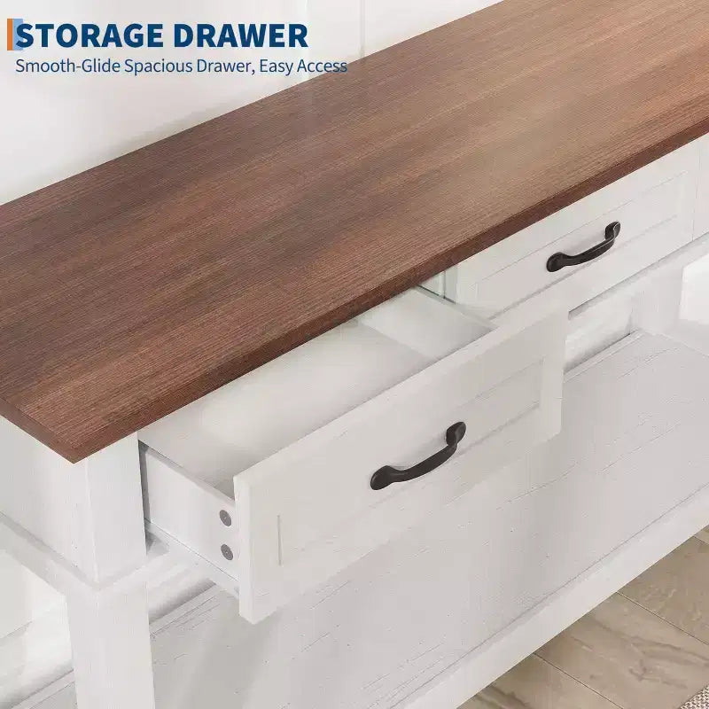 Farmhouse Console Table with 3 Drawers, 54 Wood Entryway Sofa Table with Storage Shelves for Living Room, Hallway, or Foyer