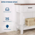 Farmhouse Console Table with 3 Drawers, 54 Wood Entryway Sofa Table with Storage Shelves for Living Room, Hallway, or Foyer