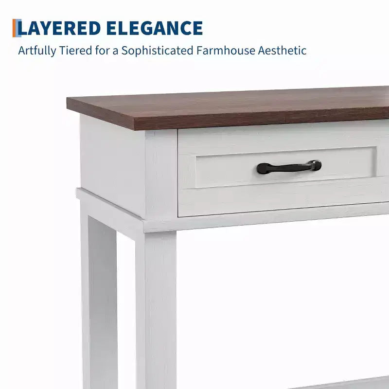 Farmhouse Console Table with 3 Drawers, 54 Wood Entryway Sofa Table with Storage Shelves for Living Room, Hallway, or Foyer