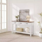 Farmhouse Console Table with 3 Drawers, 54 Wood Entryway Sofa Table with Storage Shelves for Living Room, Hallway, or Foyer