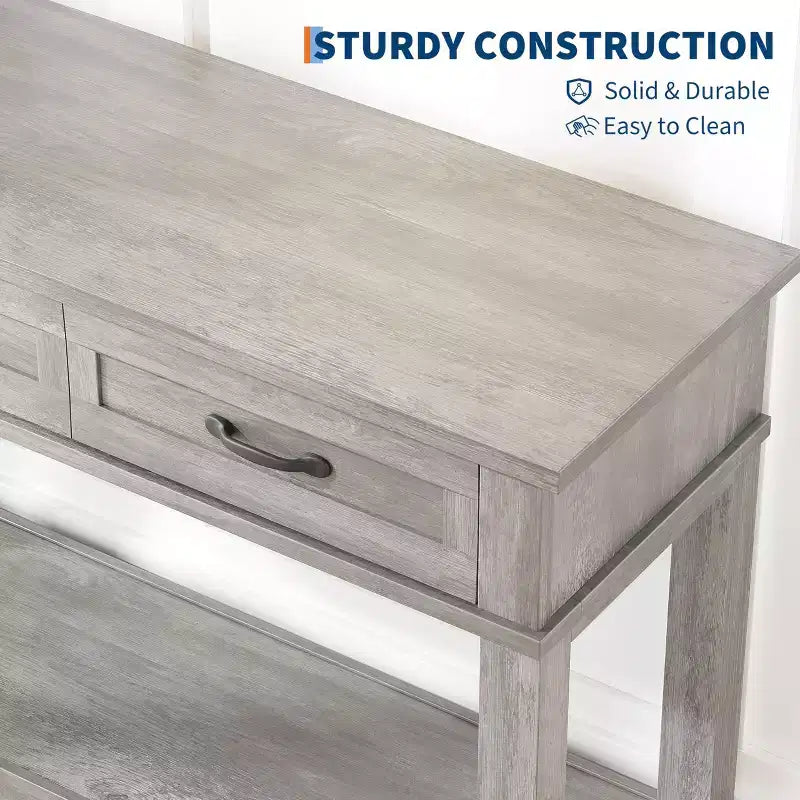 Farmhouse Console Table with 3 Drawers, 54 Wood Entryway Sofa Table with Storage Shelves for Living Room, Hallway, or Foyer