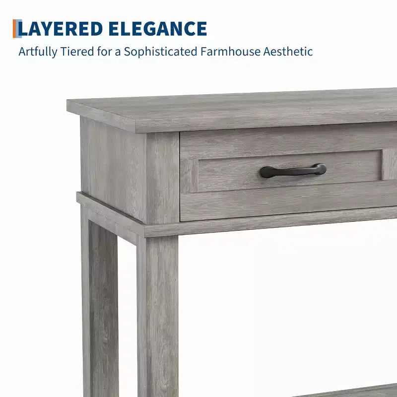 Farmhouse Console Table with 3 Drawers, 54 Wood Entryway Sofa Table with Storage Shelves for Living Room, Hallway, or Foyer