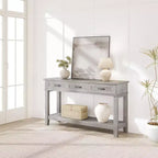 Farmhouse Console Table with 3 Drawers, 54 Wood Entryway Sofa Table with Storage Shelves for Living Room, Hallway, or Foyer