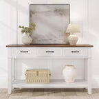 Farmhouse Console Table with 3 Drawers, 54 Wood Entryway Sofa Table with Storage Shelves for Living Room, Hallway, or Foyer
