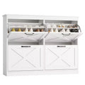 Shoe Storage Cabinet with 4 Flip Drawers, Hidden Wide Shoe Storage Organizer Cabinet, Simple and Elegant, Freestanding Wood Shoe Rack Cabinet