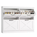 Shoe Storage Cabinet with 4 Flip Drawers, Hidden Wide Shoe Storage Organizer Cabinet, Simple and Elegant, Freestanding Wood Shoe Rack Cabinet