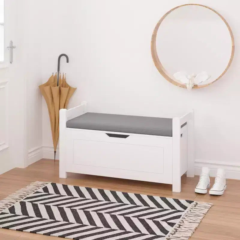 Whisen Kids Toy Box Chest, Toy Storage Organizer Trunk, Large Storage Cabinet with Cushion Seat Bench/Flip-Top Lid