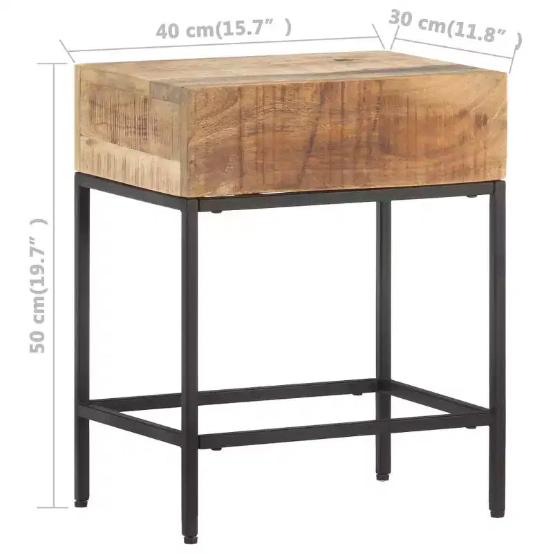 Side Table Brown Solid rough mango wood Small Durable