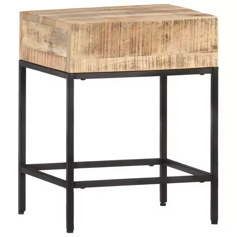 Side Table Brown Solid rough mango wood Small Durable