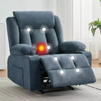 Oversized Classic Manual Recliner Chair with Vibration Massage, Heat, Comfy Overstuffed Deep Seat Sofa with Side Pockets, Front Pockets, Cup Holder