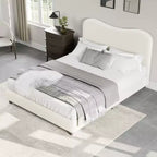 Struttura letto in tessuto con testiera imbottita, morbida e robusta, design ad angoli arrotondati, resistente, doghe in legno, nessun rumore, non è richiesta la base del materasso