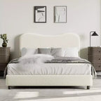 Struttura letto in tessuto con testiera imbottita, morbida e robusta, design ad angoli arrotondati, resistente, doghe in legno, nessun rumore, non è richiesta la base del materasso