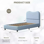 Struttura letto in tessuto con testiera imbottita, morbida e robusta, design ad angoli arrotondati, resistente, doghe in legno, nessun rumore, non è richiesta la base del materasso