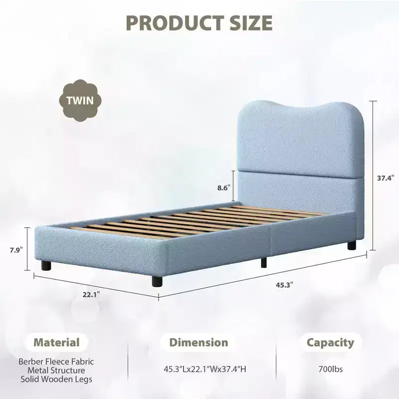 Struttura letto in tessuto con testiera imbottita, morbida e robusta, design ad angoli arrotondati, resistente, doghe in legno, nessun rumore, non è richiesta la base del materasso