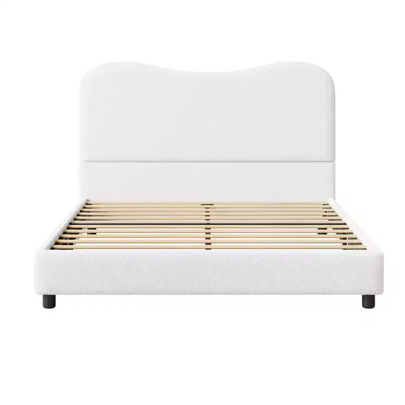 Struttura letto in tessuto con testiera imbottita, morbida e robusta, design ad angoli arrotondati, resistente, doghe in legno, nessun rumore, non è richiesta la base del materasso